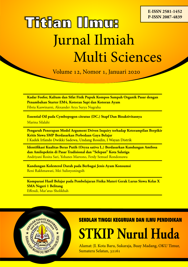					View Vol. 12 No. 1 (2020): Titian Ilmu: Jurnal Ilmiah Multi Sciences - January 2020
				