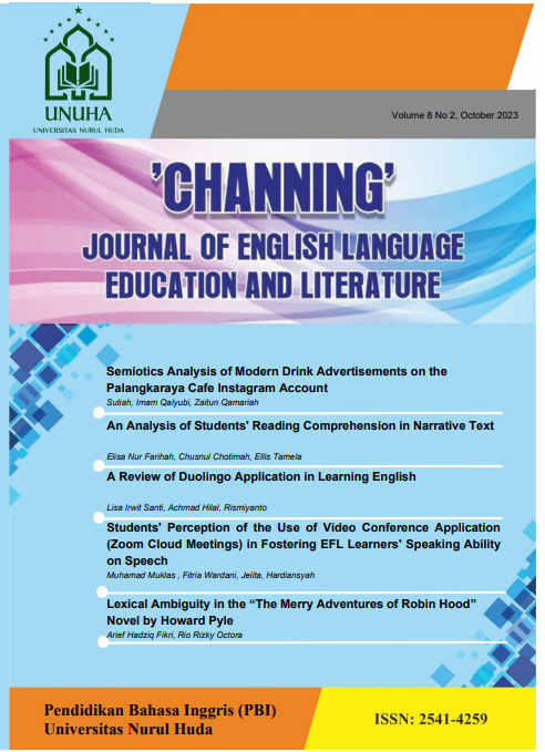 					View Vol. 8 No. 2 (2023): Channing: Journal of English Language Education Literature- Oktober 2023
				