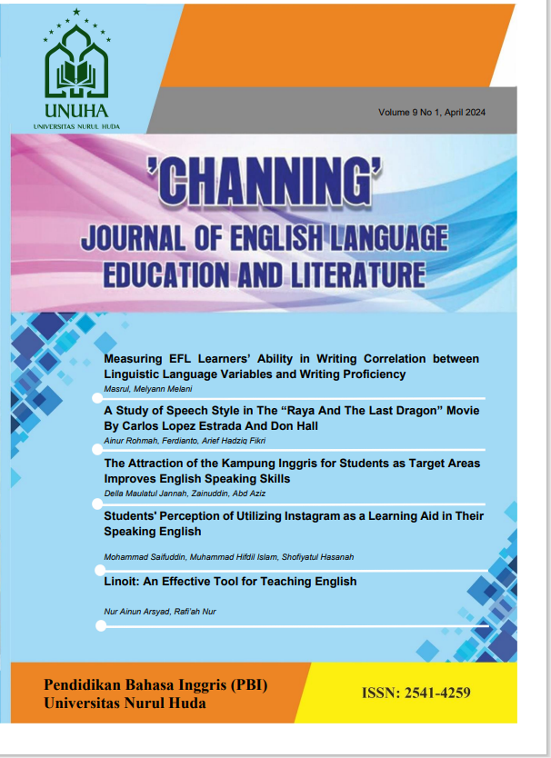 					View Vol. 9 No. 1 (2024): Channing: Journal of English Language Education and Literature- April 2024
				