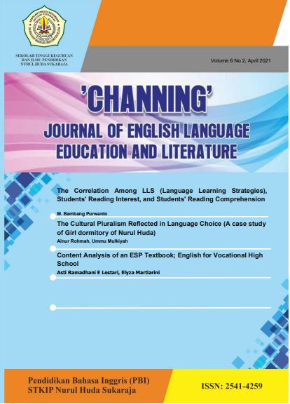 					View Vol. 6 No. 2 (2021): Channing: Journal of English Language Education Literature- Oktober 2021
				